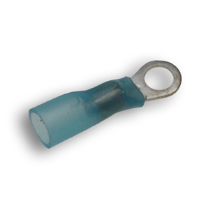 Heat Shrink Terminal, Ring, Blue, 1/4″