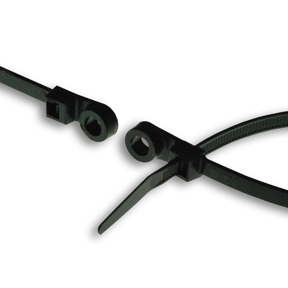 Mounting Hole Impact Resistant Heat Stabilized UV Black Cable Ties, 50 lb, 7 inch
