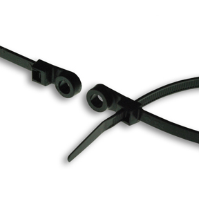 Specialty Pack Mounting Hole Cable Ties, 120 lb, 14 inch, UV Black