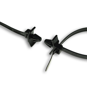 Push Mount Wing Cable Ties, 50 lb, 7 inch, Black