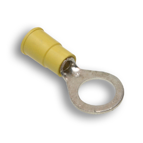 Double Crimp Nylon Terminal, Ring, Yellow, 5/16″