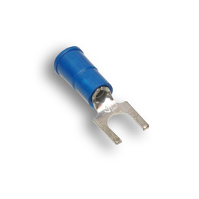 Double Crimp Nylon Terminal, Spade, Blue, # 10