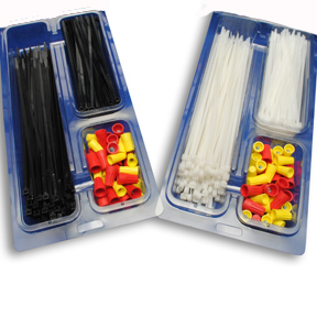 Specialty Pack Cable Ties, Natural 7″ & 11″, Yellow & Red Connectors